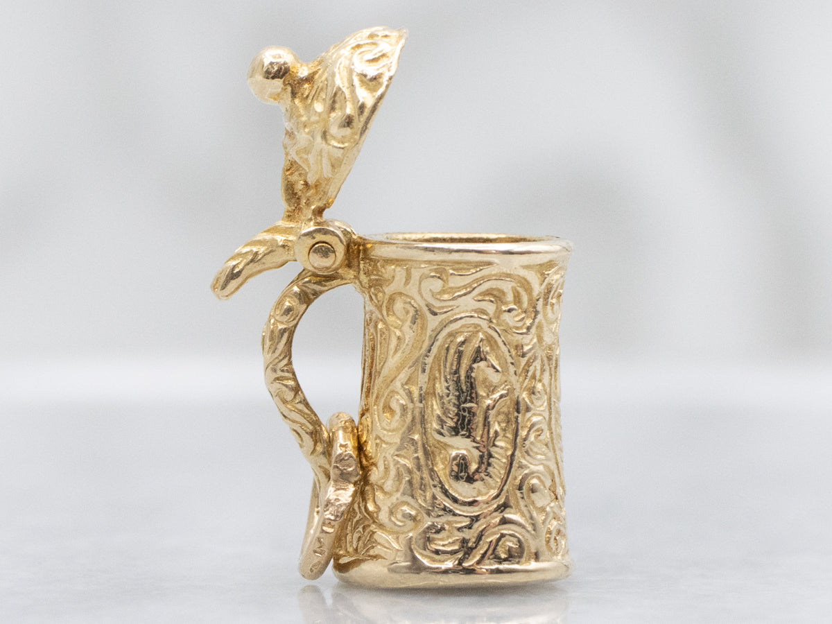 Vintage Gold Beer Stein Charm Pendant