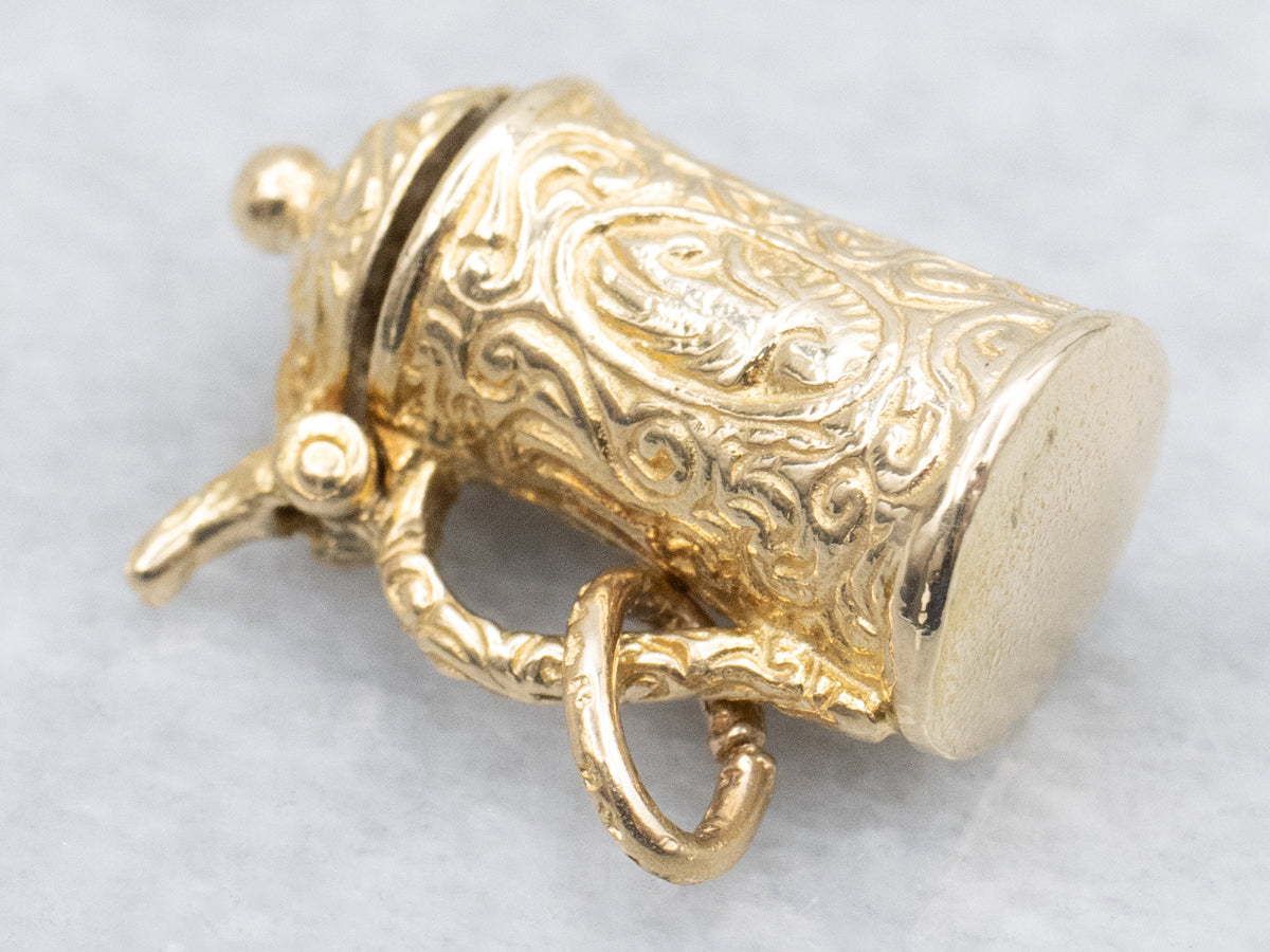 Vintage Gold Beer Stein Charm Pendant