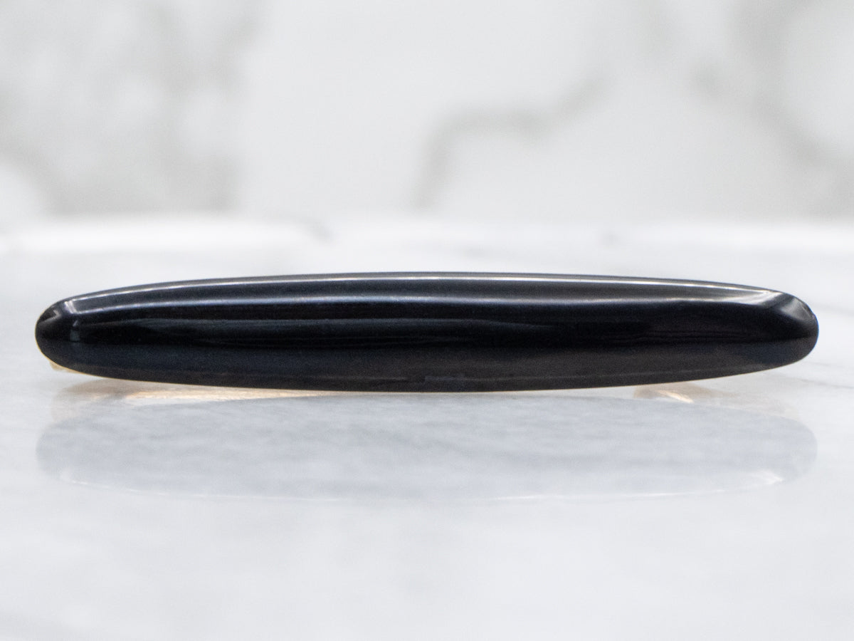 Antique Jet-Black Enamel Bar Pin