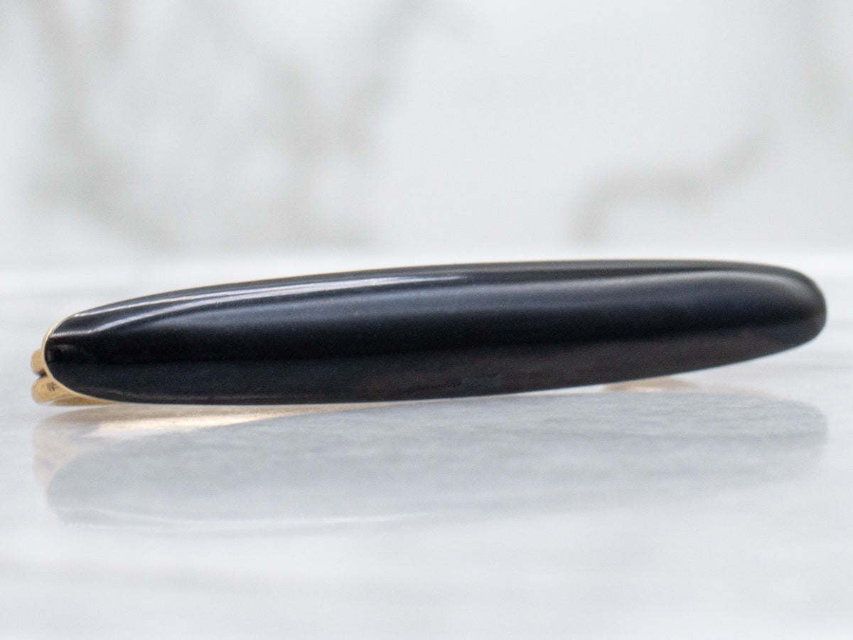 Antique Jet-Black Enamel Bar Pin