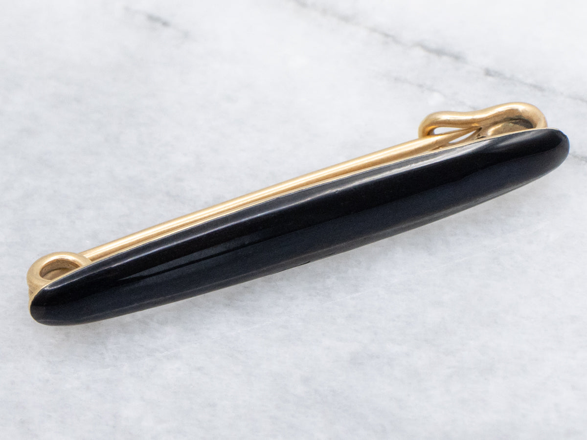 Antique Jet-Black Enamel Bar Pin