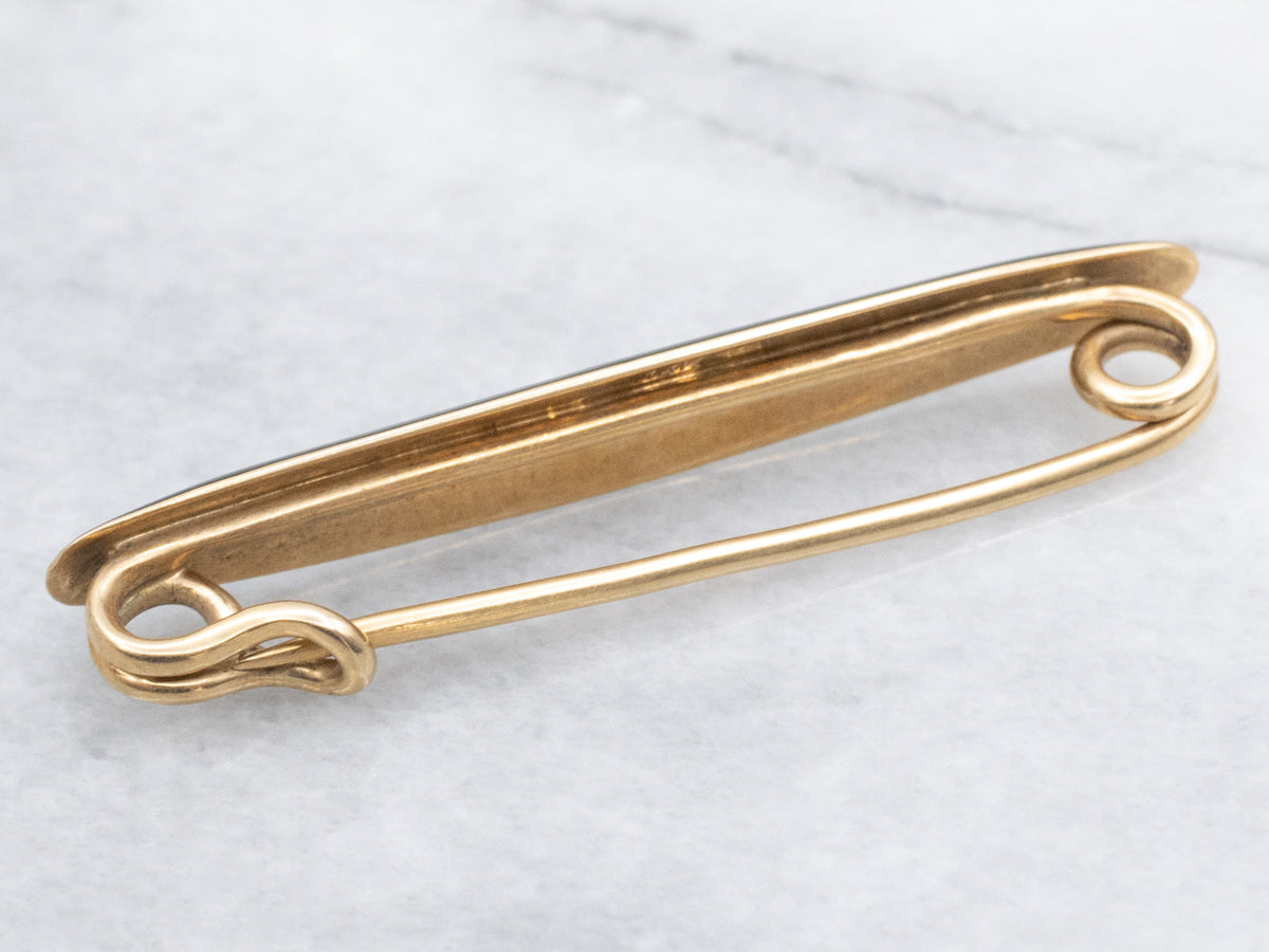 Antique Jet-Black Enamel Bar Pin