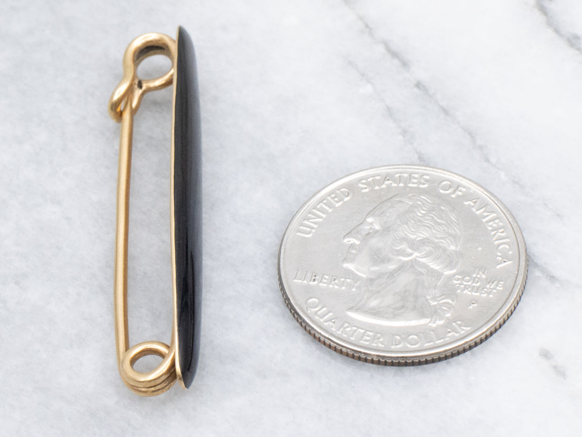 Antique Jet-Black Enamel Bar Pin