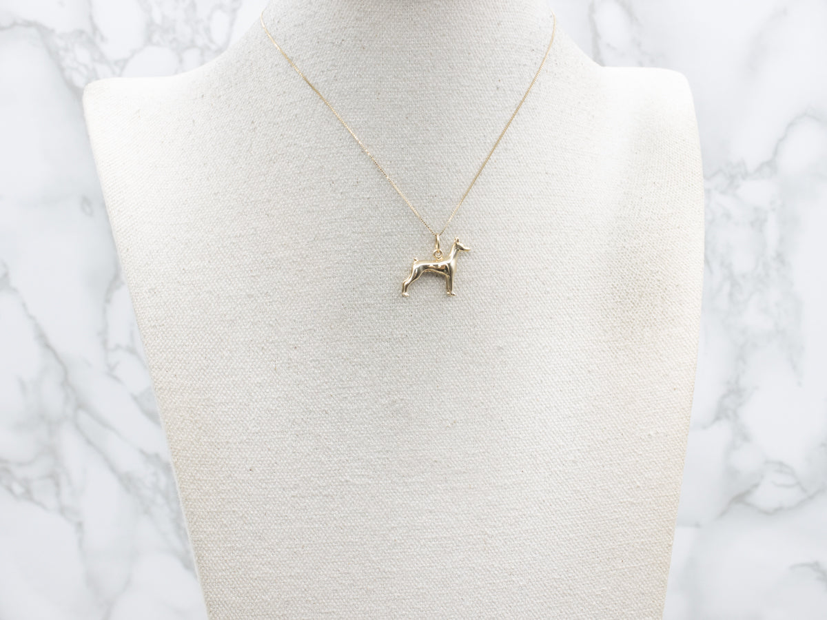 Yellow Gold Doberman Pinscher Dog Charm