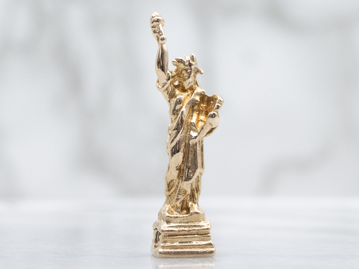 Vintage Gold Lady Liberty Charm Pendant