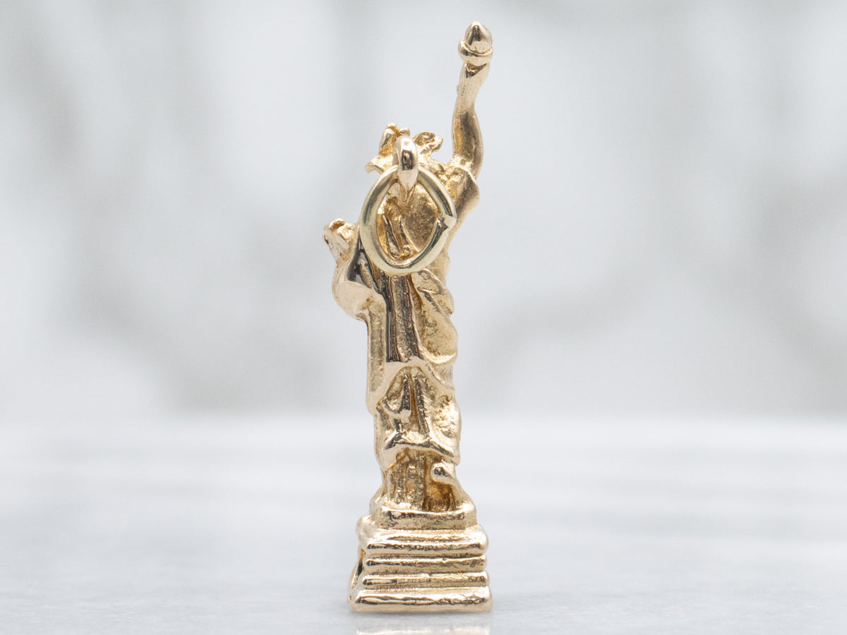 Vintage Gold Lady Liberty Charm Pendant