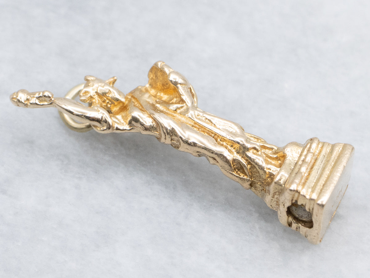 Vintage Gold Lady Liberty Charm Pendant