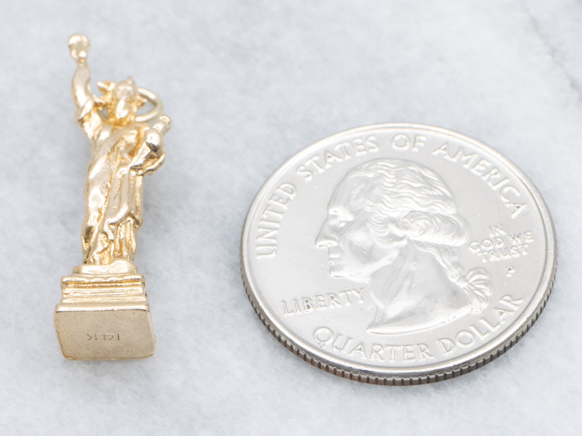 Vintage Gold Lady Liberty Charm Pendant