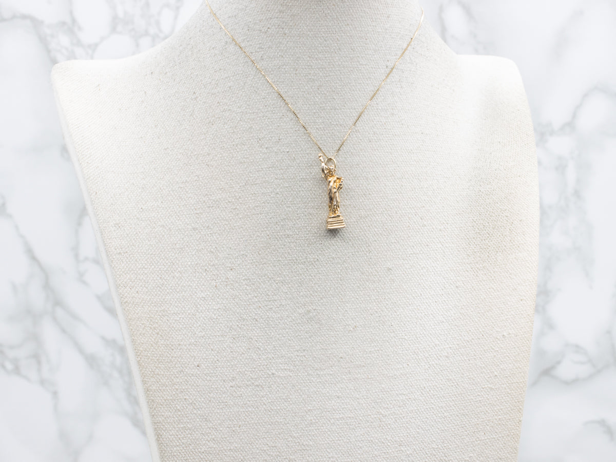 Vintage Gold Lady Liberty Charm Pendant
