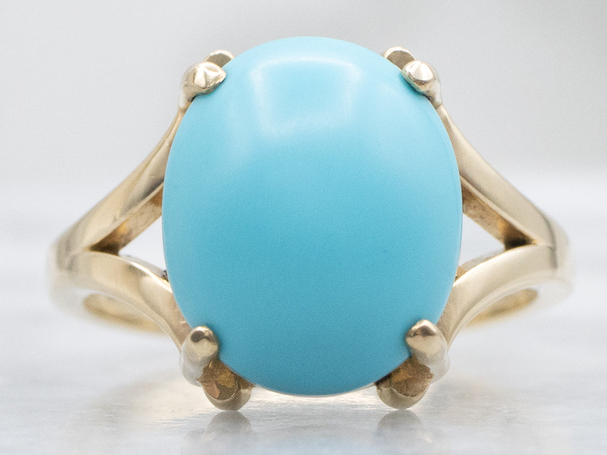 Turquoise Yellow Gold Solitaire Ring