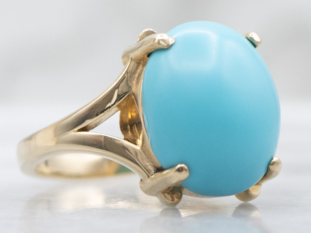 Turquoise Yellow Gold Solitaire Ring