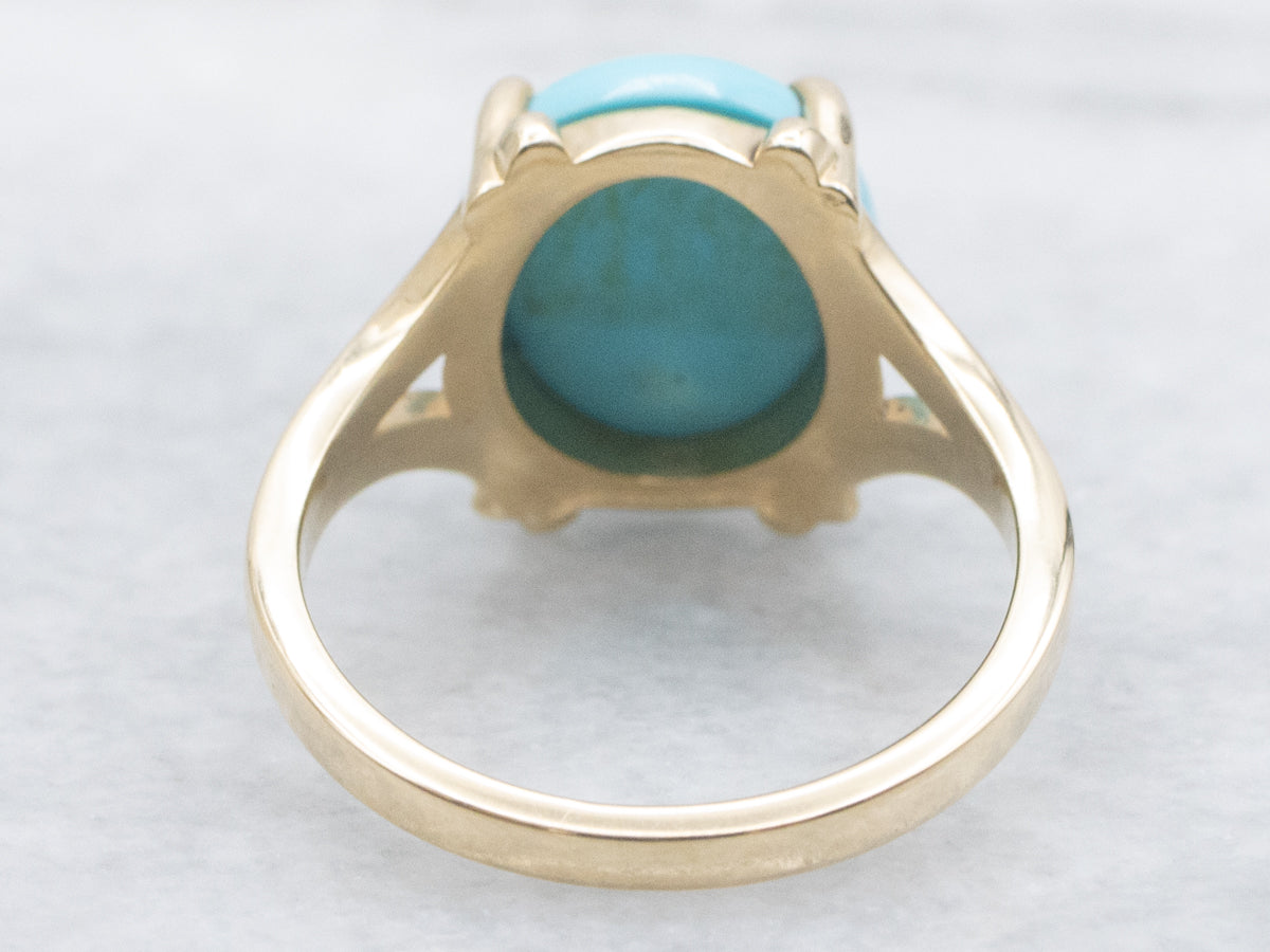 Turquoise Yellow Gold Solitaire Ring