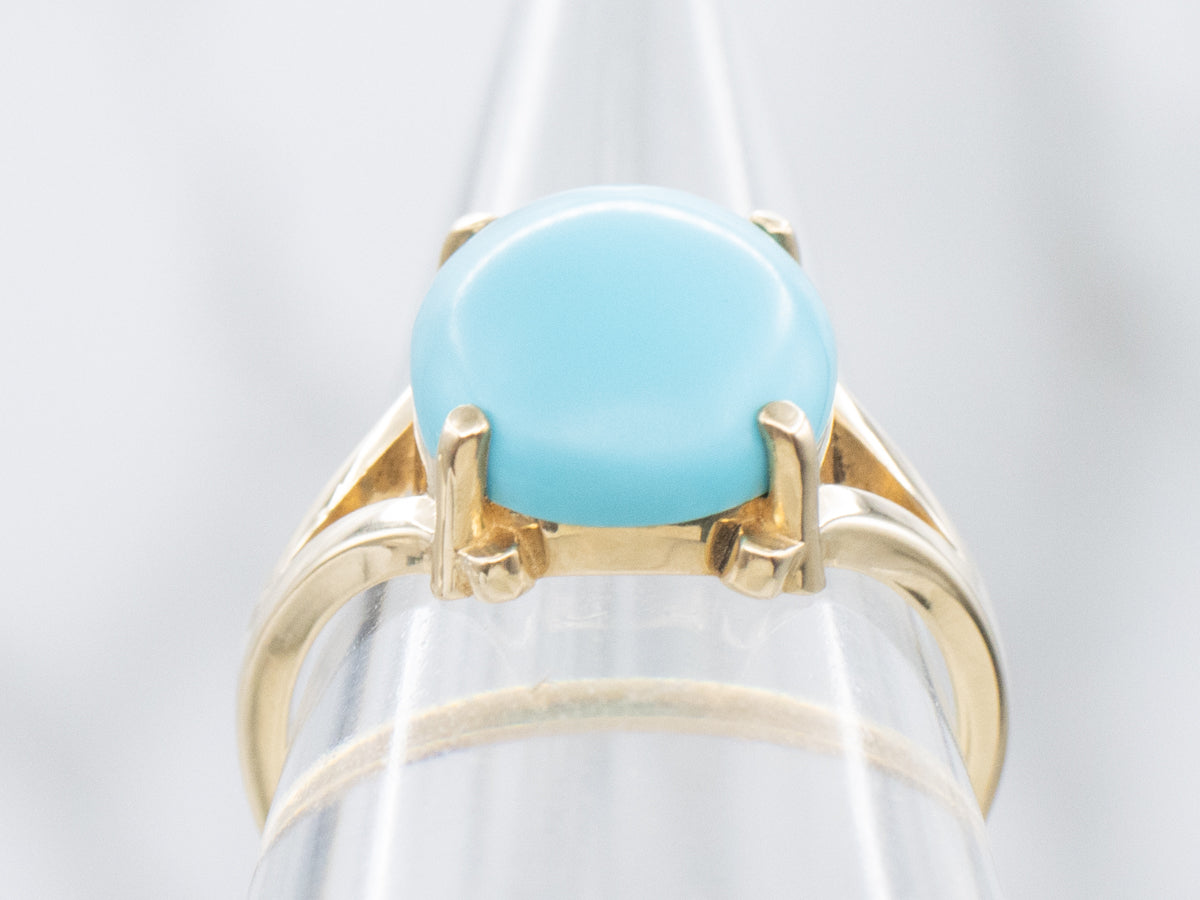 Turquoise Yellow Gold Solitaire Ring