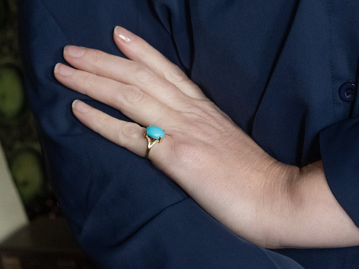 Turquoise Yellow Gold Solitaire Ring
