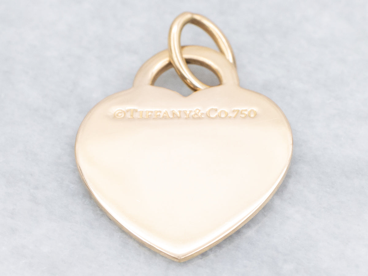 Diamond Halo "Please Return to Tiffany & Co." Gold Heart Pendant