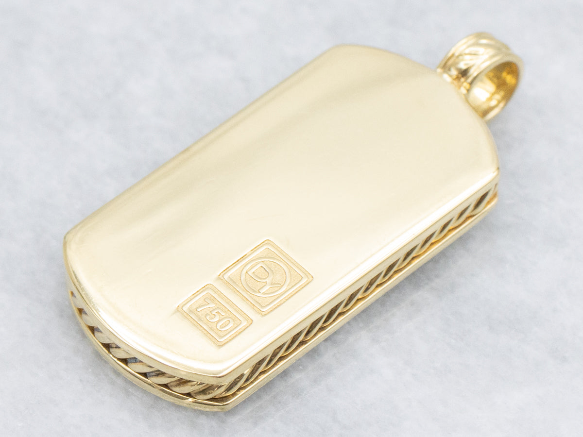 18-Karat Yellow Gold David Yurman Dog Tag Pendant