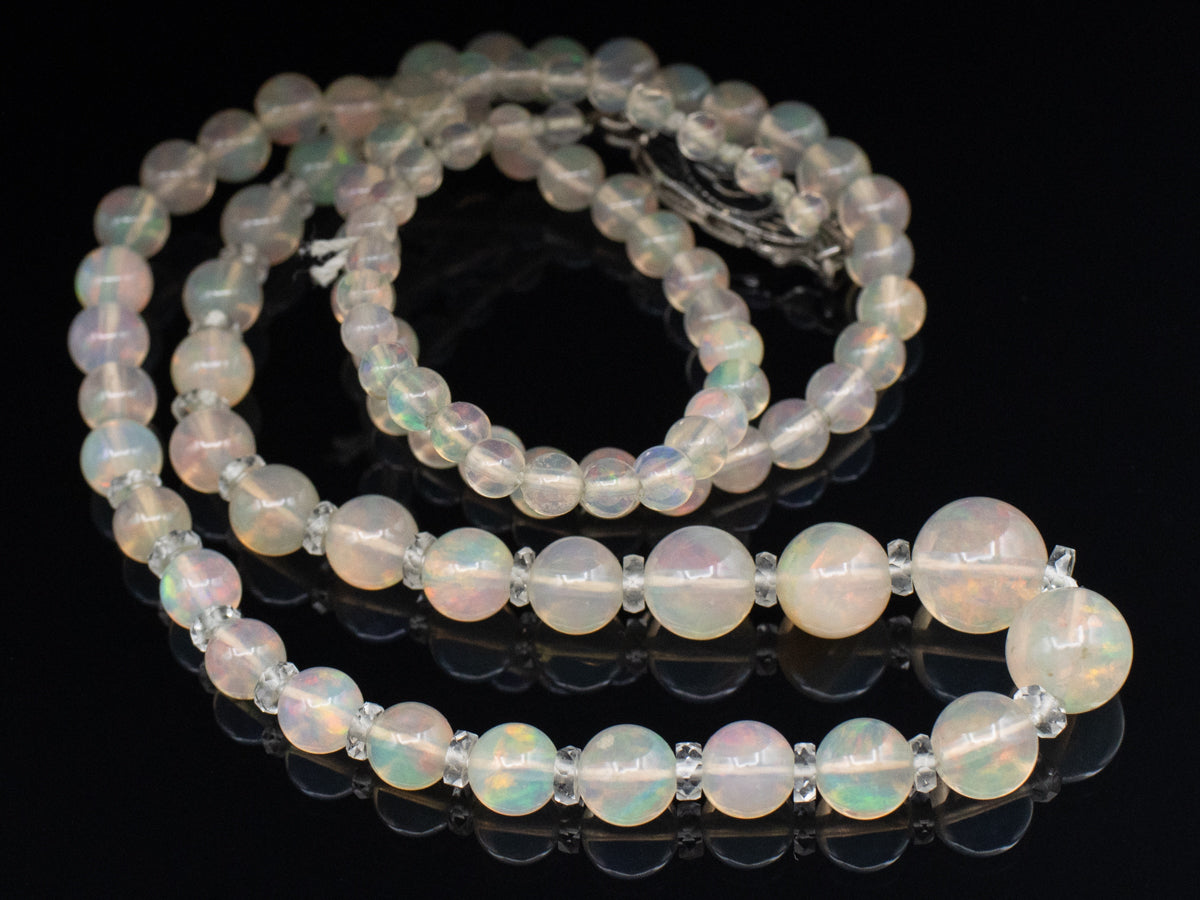 Ethiopian Opal Graduated Beaded Necklace with Sterling Silver Clasp