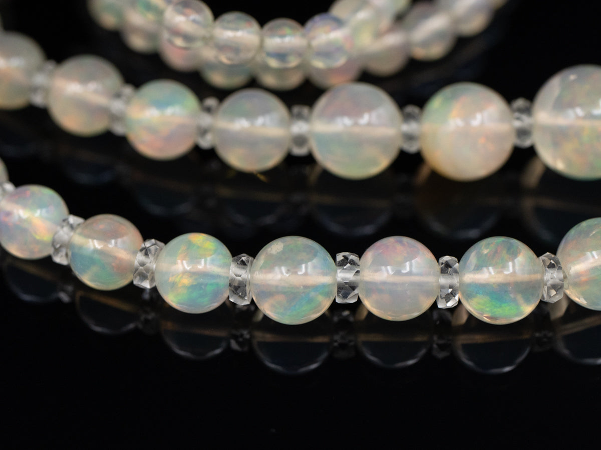 Ethiopian Opal Graduated Beaded Necklace with Sterling Silver Clasp