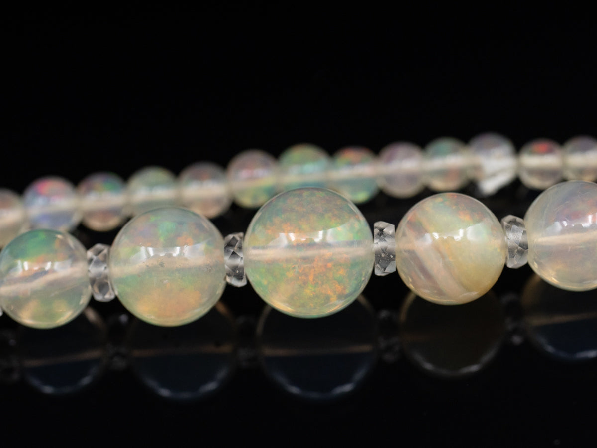 Ethiopian Opal Graduated Beaded Necklace with Sterling Silver Clasp
