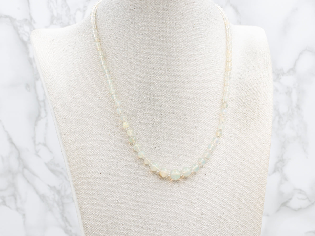 Ethiopian Opal Graduated Beaded Necklace with Sterling Silver Clasp