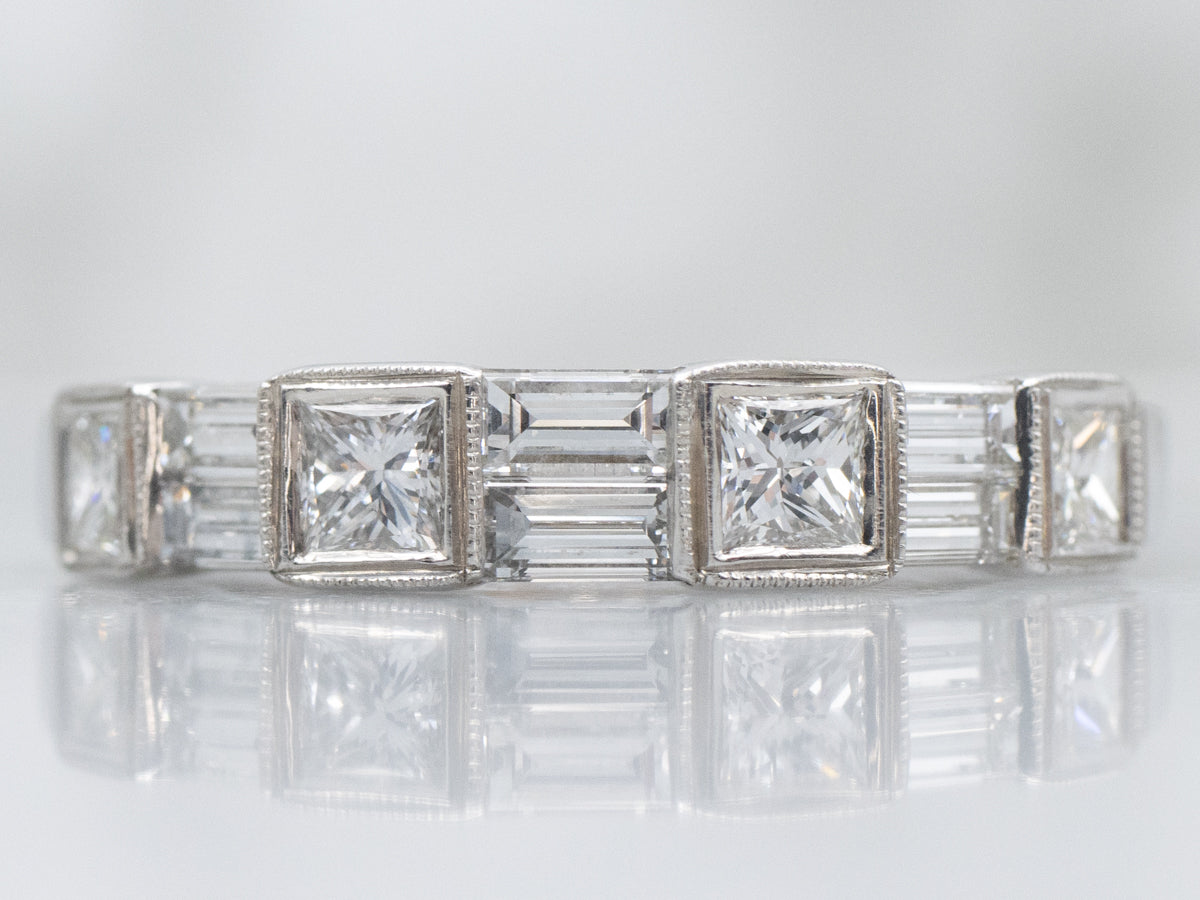 18-Karat White Gold Mix-Cut Diamond Band