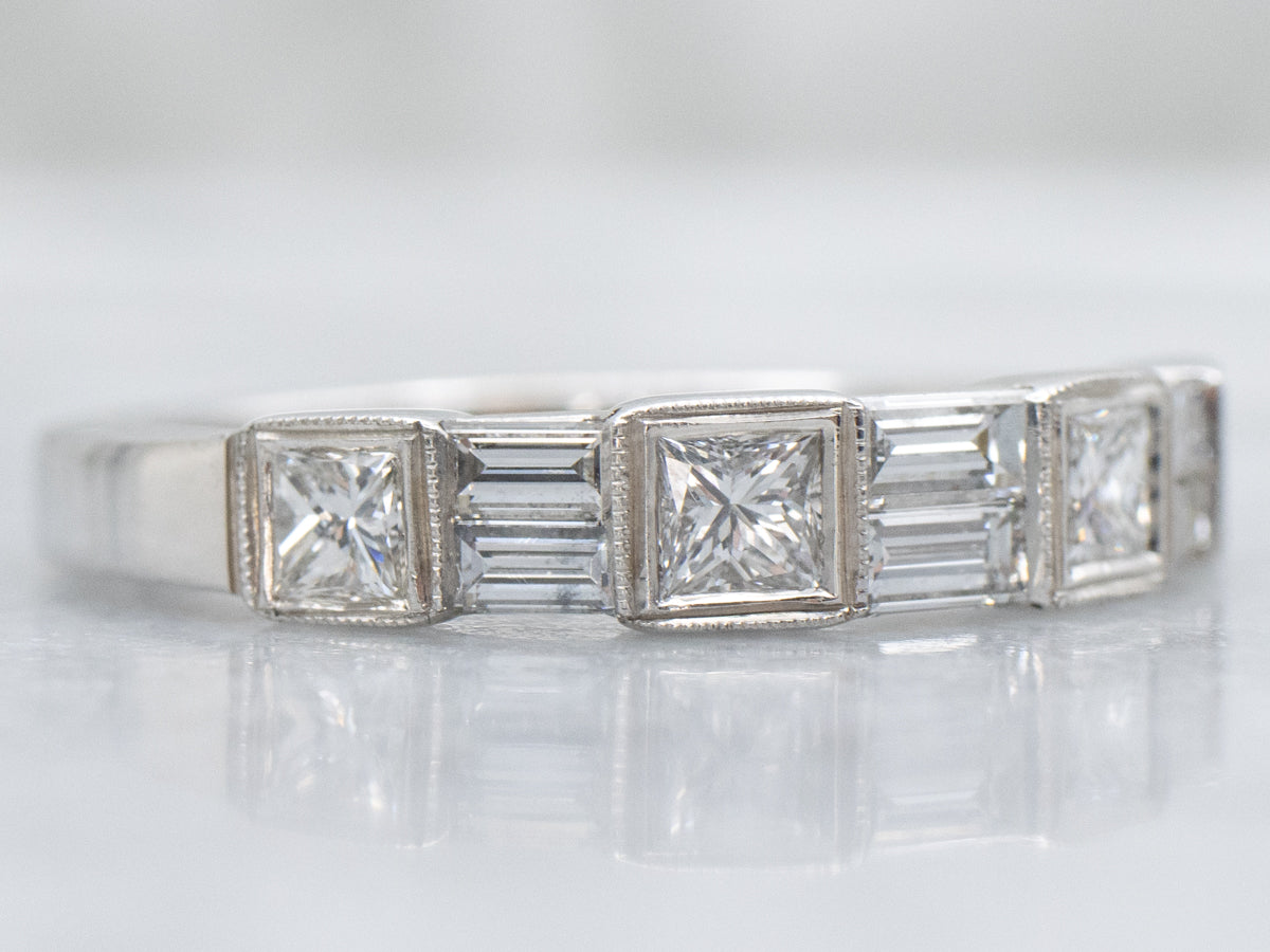 18-Karat White Gold Mix-Cut Diamond Band