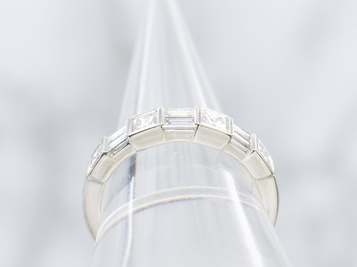 18-Karat White Gold Mix-Cut Diamond Band
