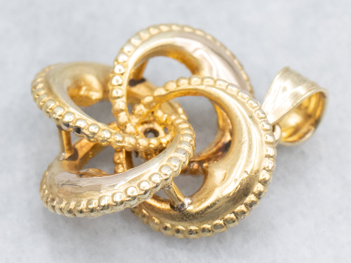 Old Mine Cut Diamond Antique Enamel Lover's Knot Gold Pendant