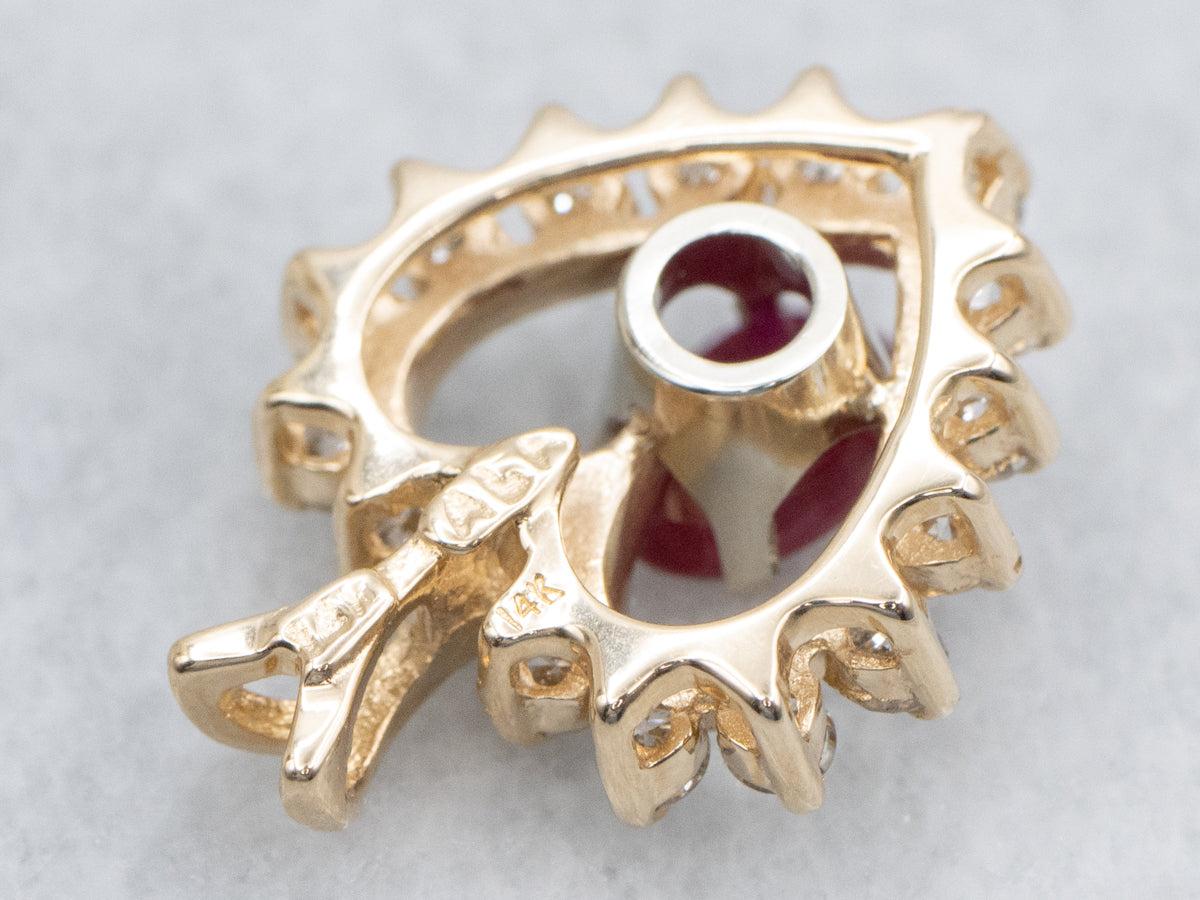Yellow Gold Ruby and Diamond Sweetheart Pendant