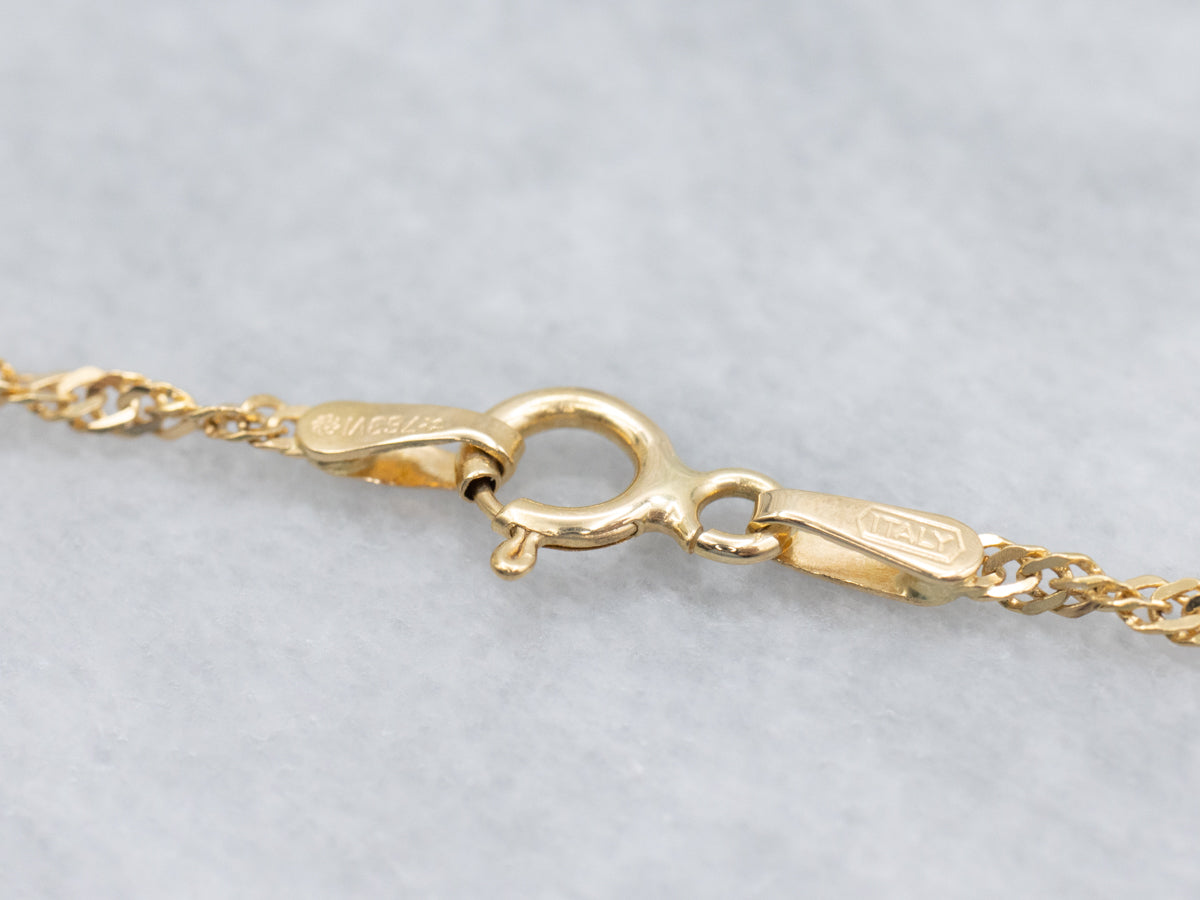 Bezel-Set Diamond Italian Gold Slide Pendant Necklace