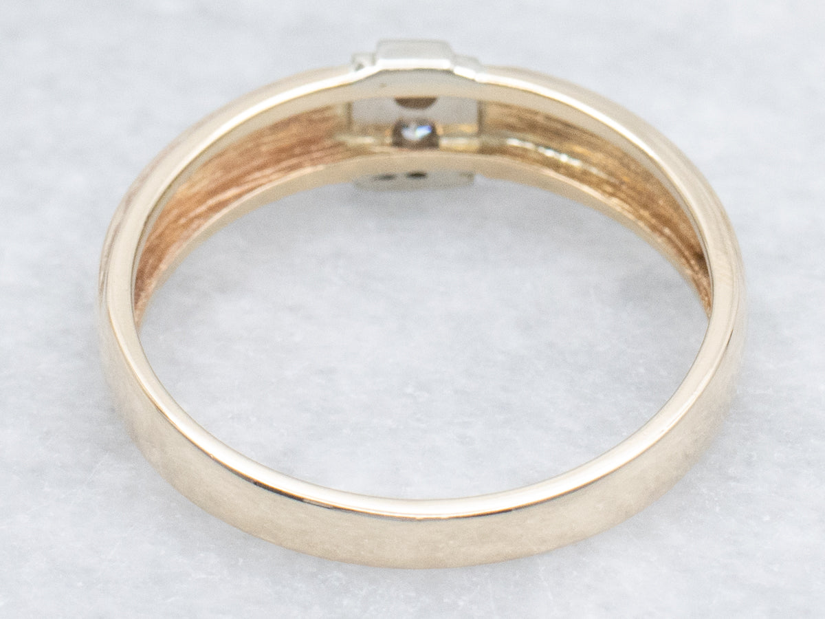 Vintage Double-Diamond Two-Tone Gold Men's Siffari Band