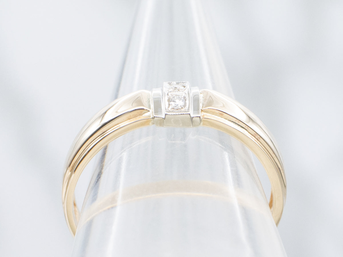 Vintage Double-Diamond Two-Tone Gold Men's Siffari Band