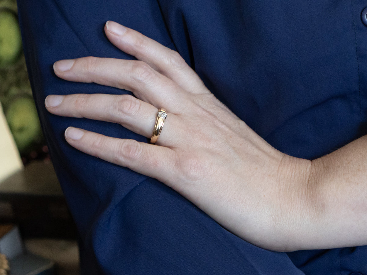 Vintage Double-Diamond Two-Tone Gold Men's Siffari Band