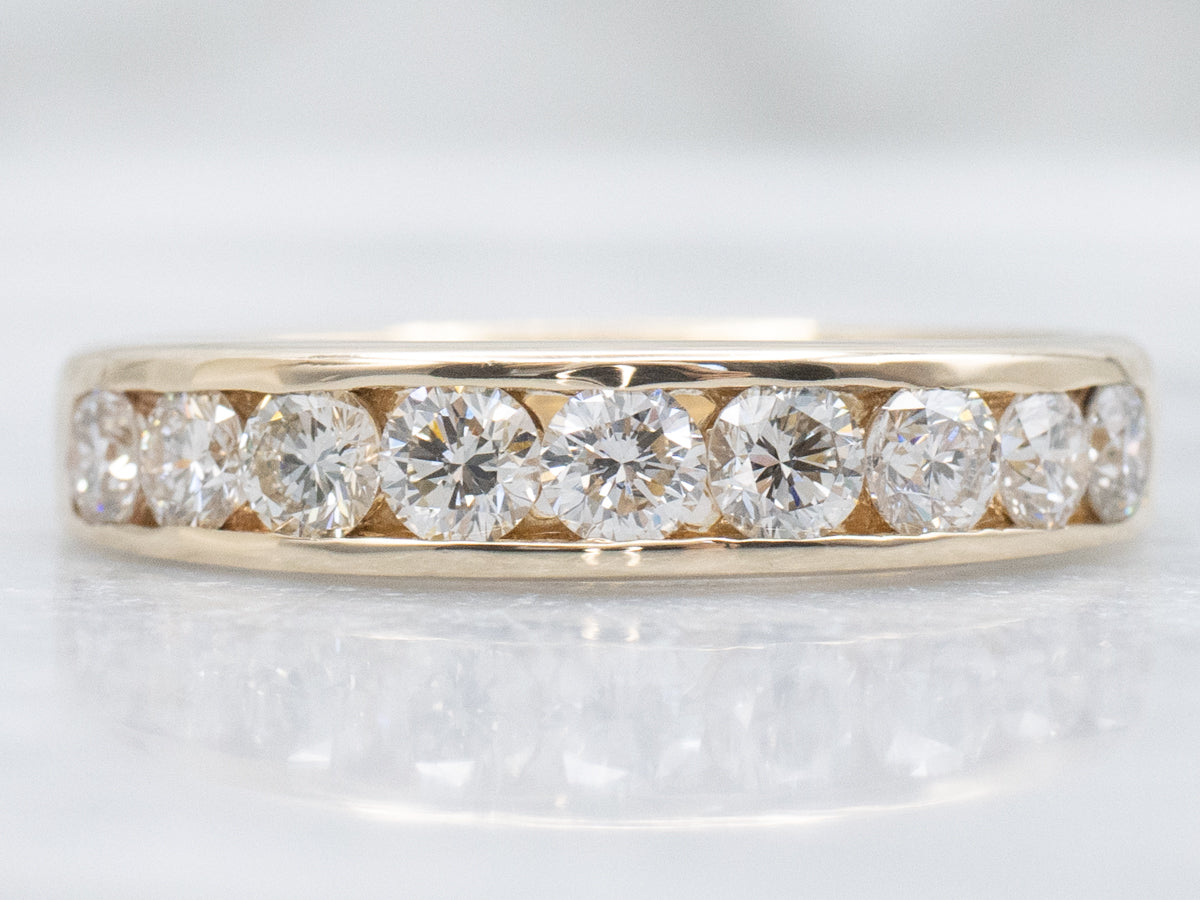 Channel-Set Yellow Gold Diamond Band