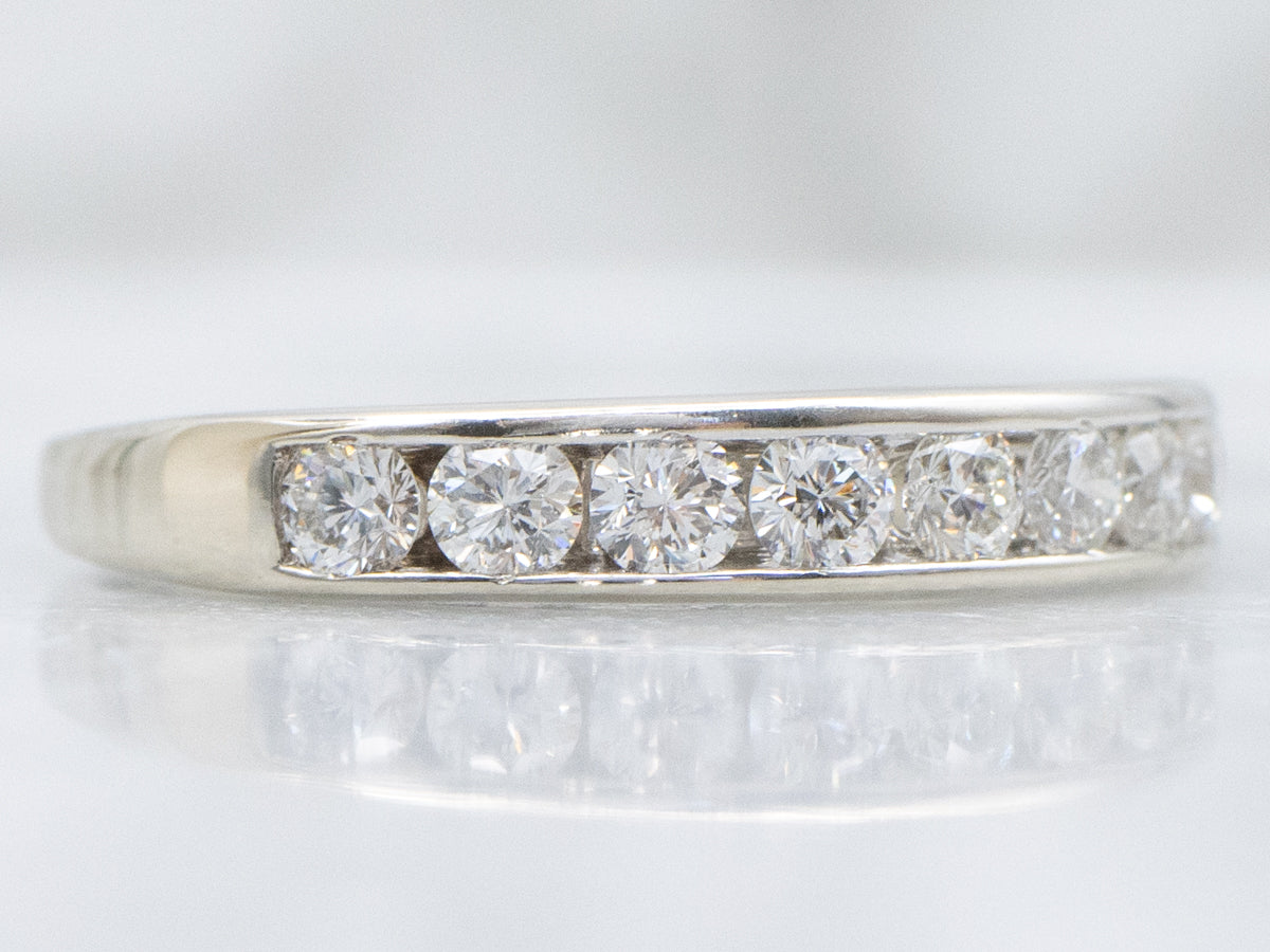 Channel-Set Diamond White Gold Wedding Band