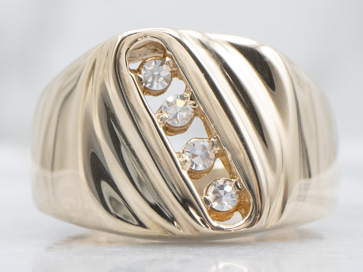 Vintage Gold and Diamond Unisex Ring