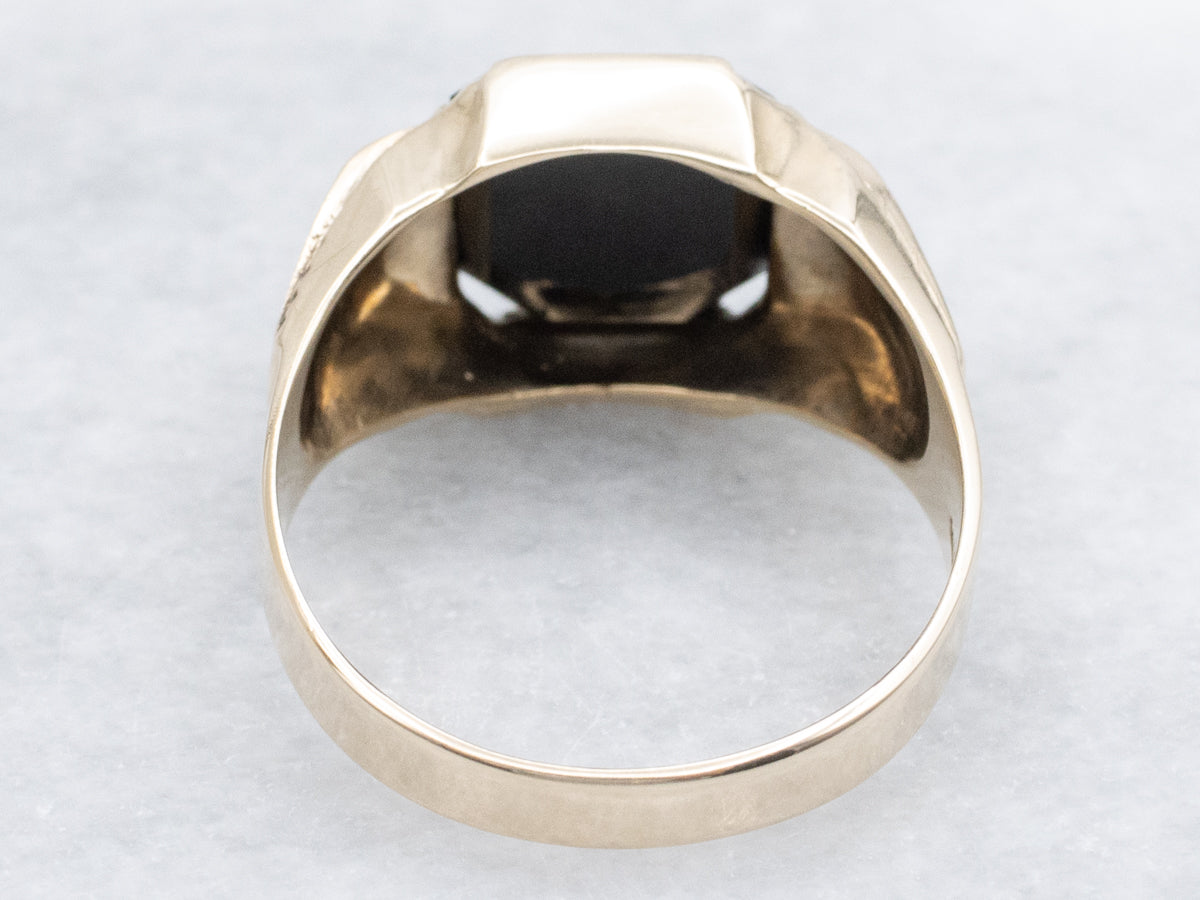 Men's Vintage Gold and Onyx Statement Ring