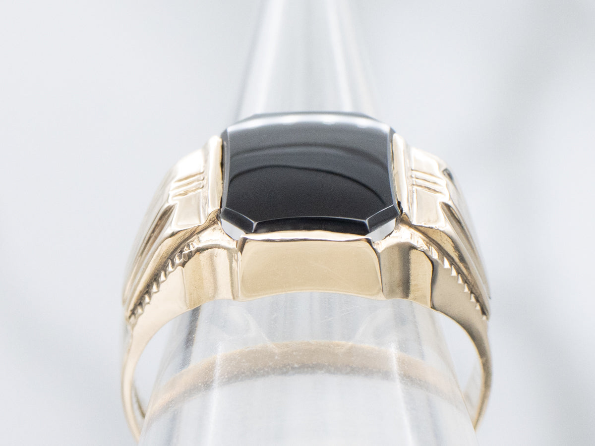 Men's Vintage Gold and Onyx Statement Ring