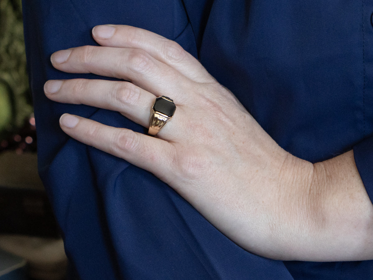 Men's Vintage Gold and Onyx Statement Ring