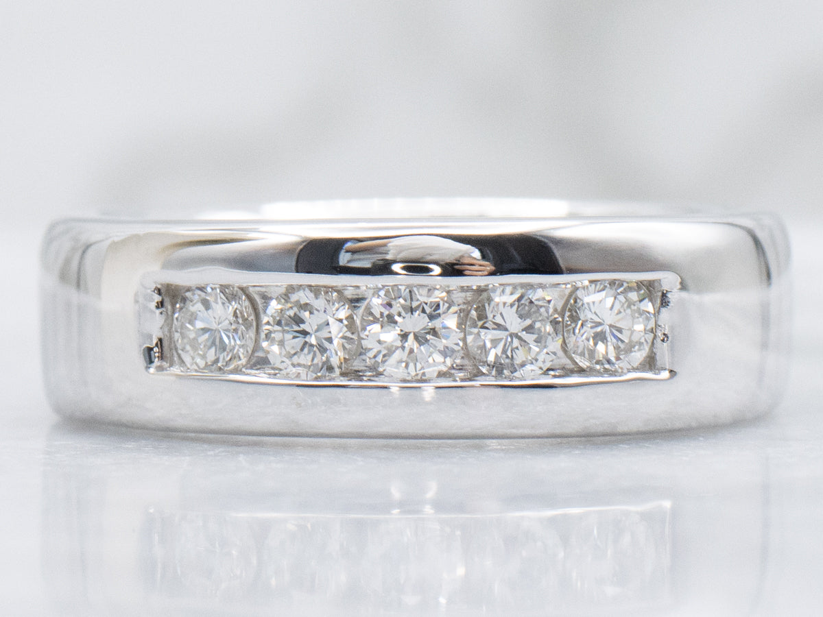 Heavy Gold Channel-Set Diamond Men's Band