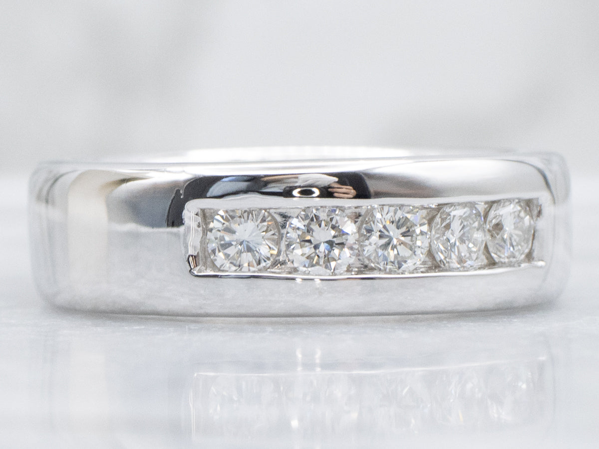 Heavy Gold Channel-Set Diamond Men's Band