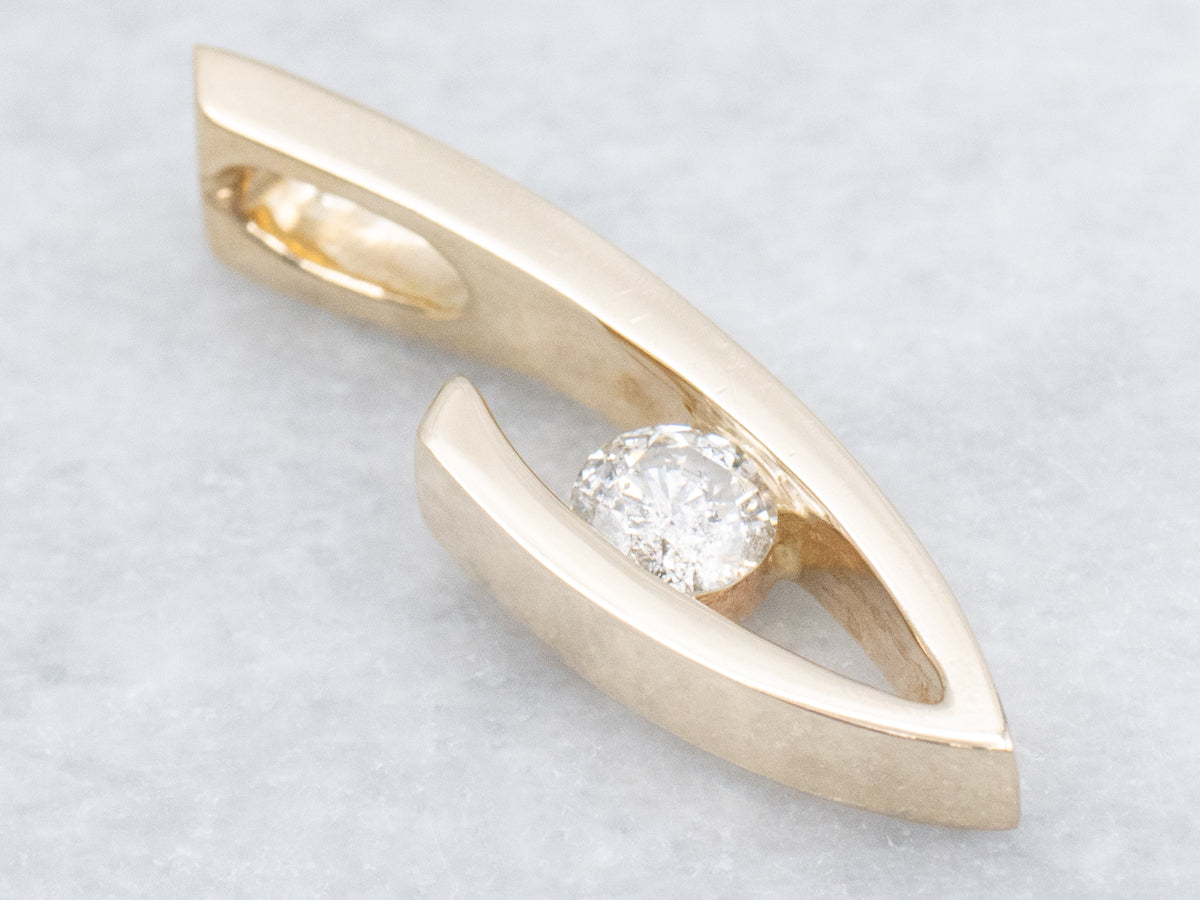 Modern Yellow Gold Brilliant Diamond Pendant