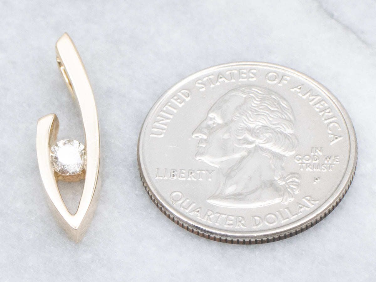 Modern Yellow Gold Brilliant Diamond Pendant