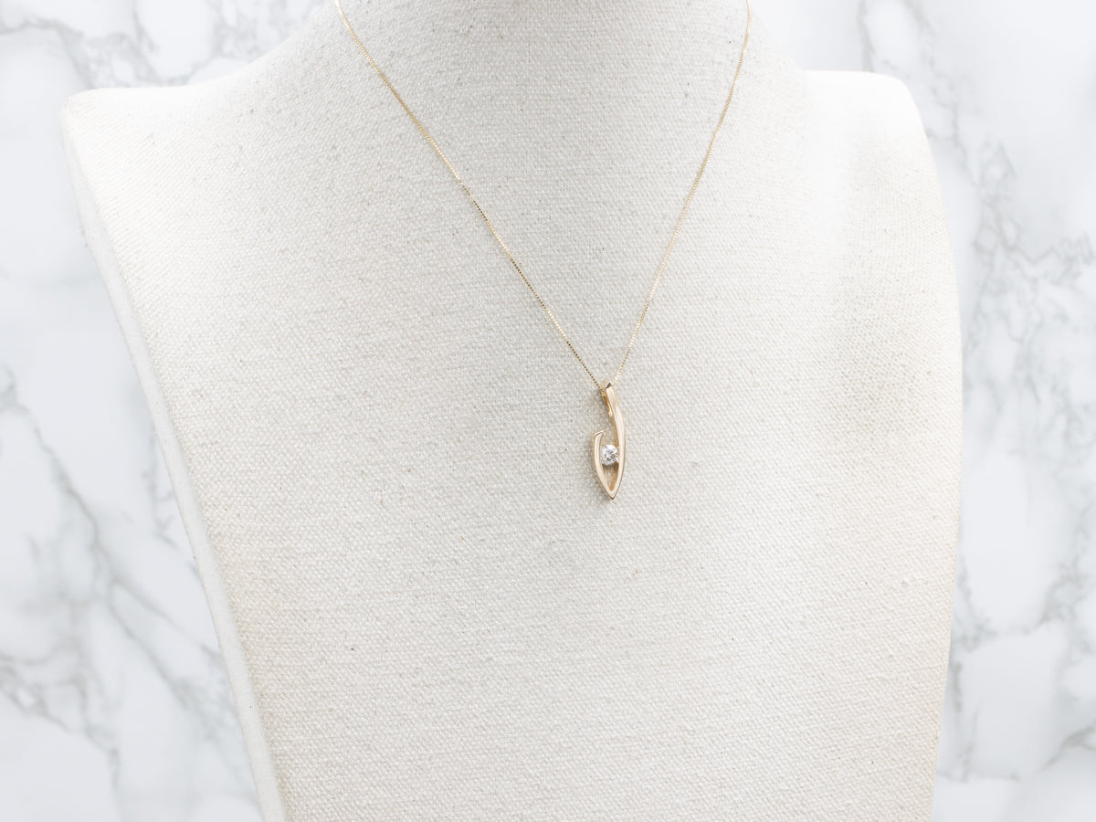 Modern Yellow Gold Brilliant Diamond Pendant