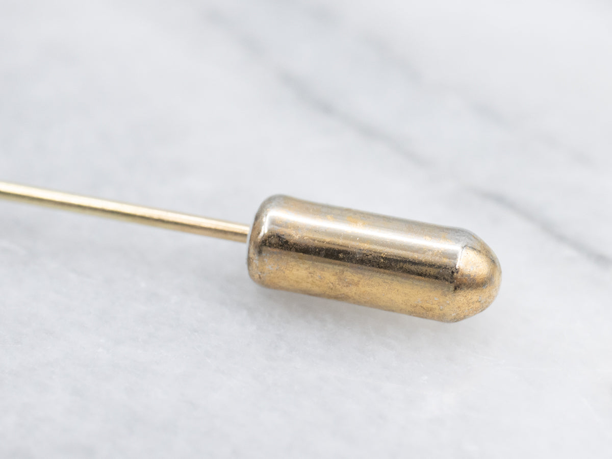 Victorian Carved Coral Ram's Head Stick Pin with Sapphires