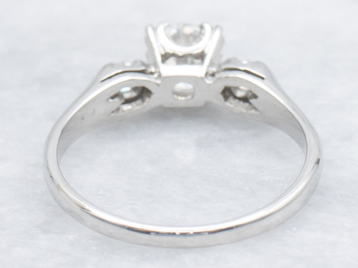Vintage Transitional Cut Diamond and Platinum Engagement Ring