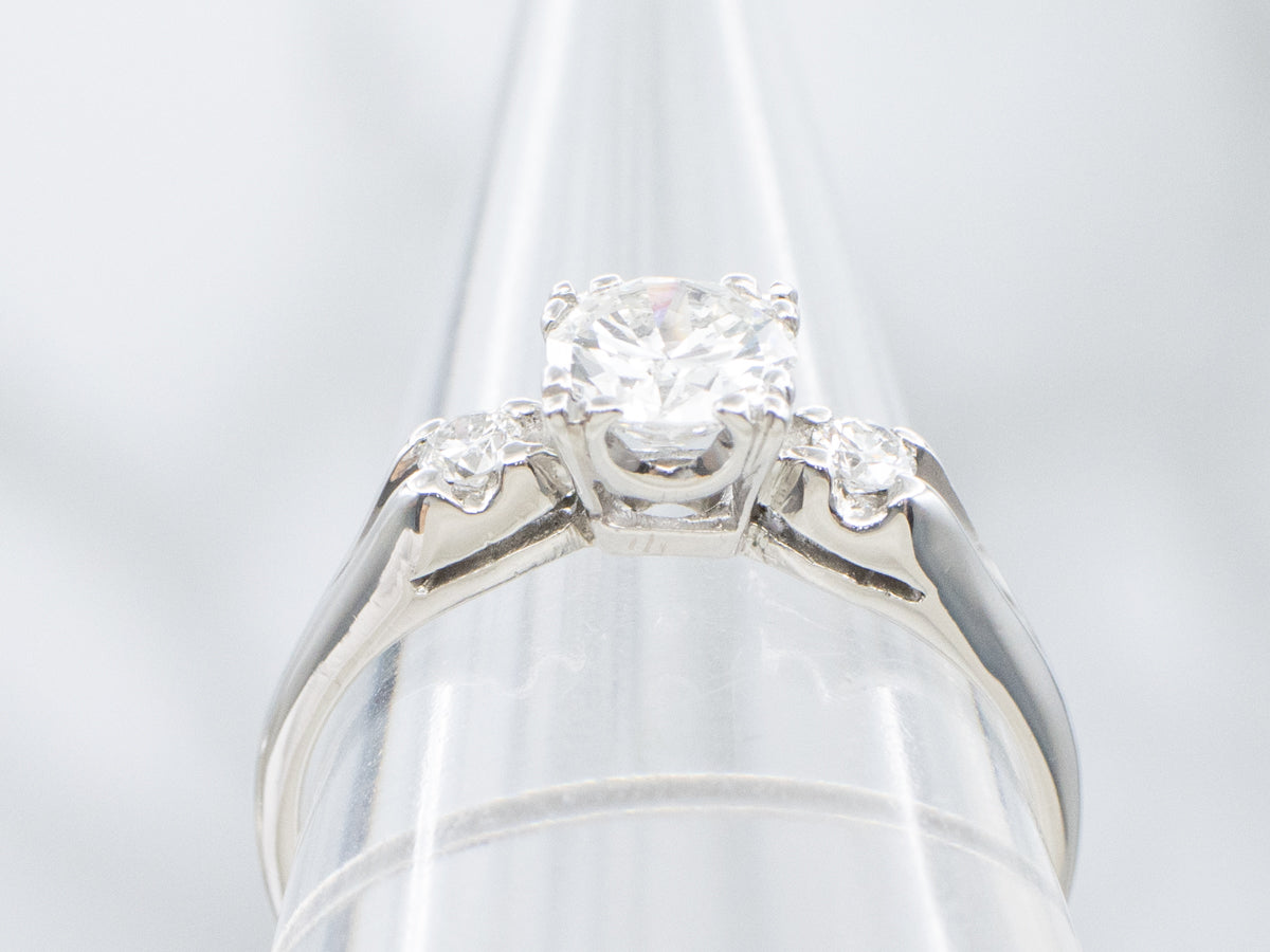 Vintage Transitional Cut Diamond and Platinum Engagement Ring