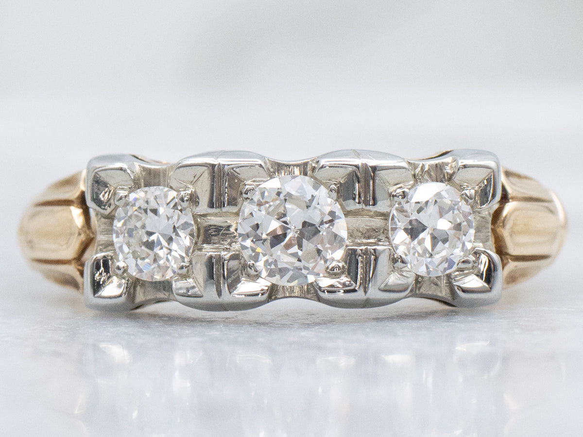 Retro-Era Three-Stone Diamond Ring