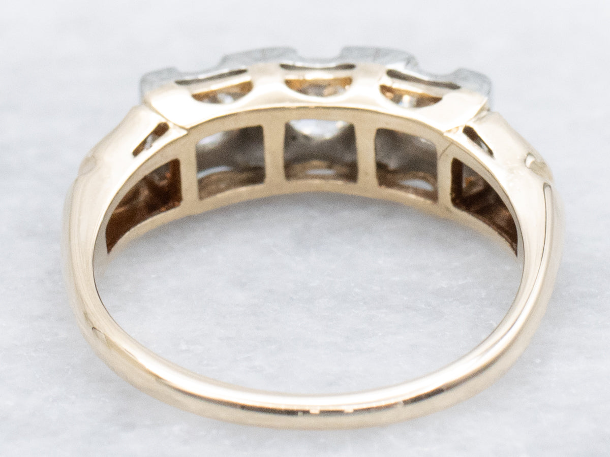 Retro-Era Three-Stone Diamond Ring