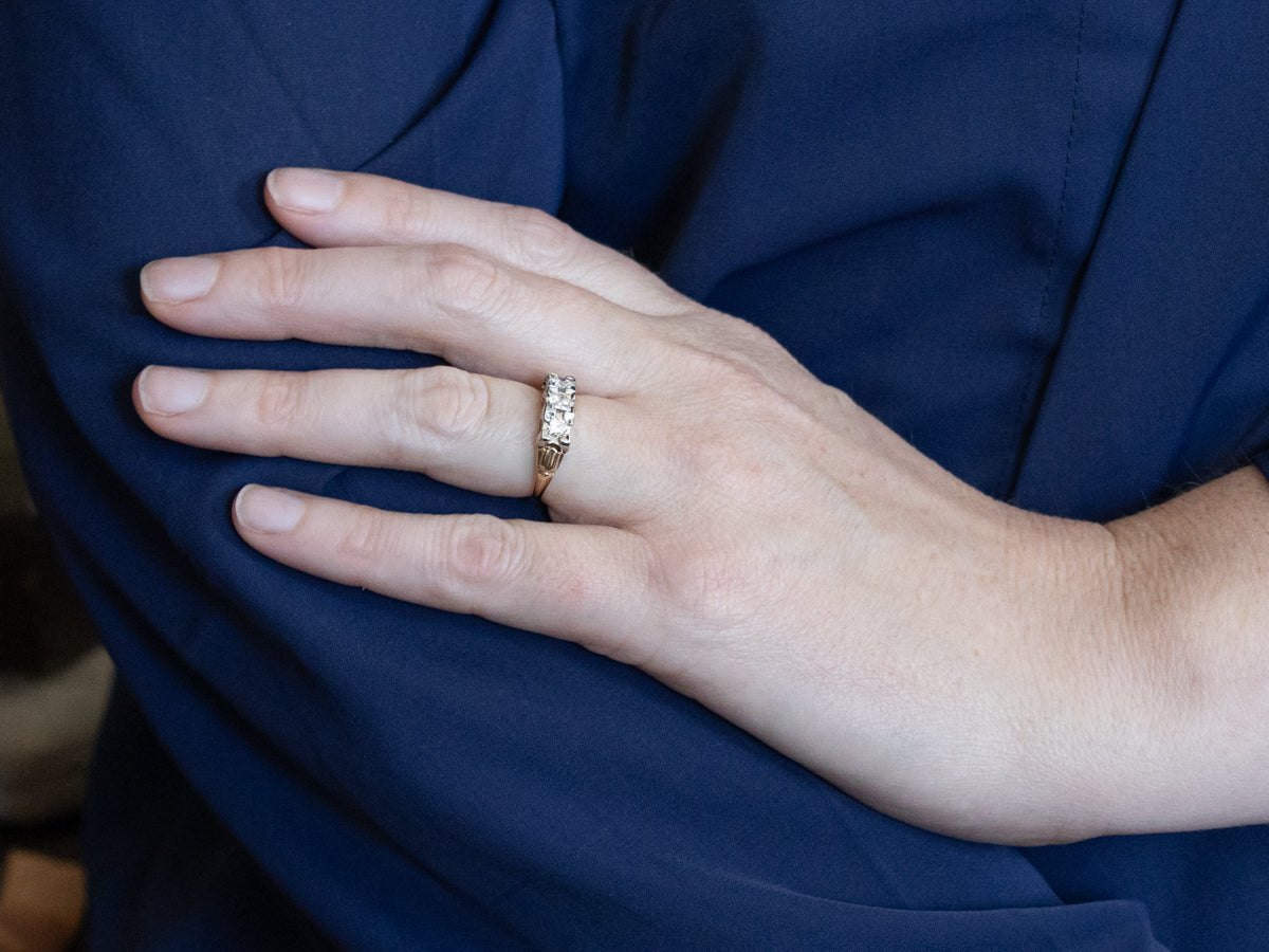Retro-Era Three-Stone Diamond Ring